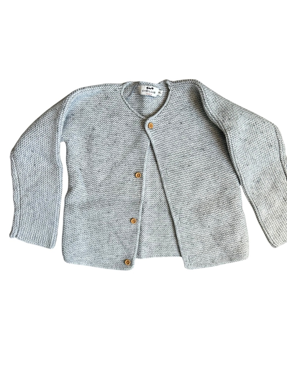 Cyrillus Paris Light Gray Knit Button Cardigan Toddler 3 Years
